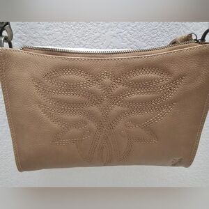 FRYE Charlene Embroidered Crossbody in Beige